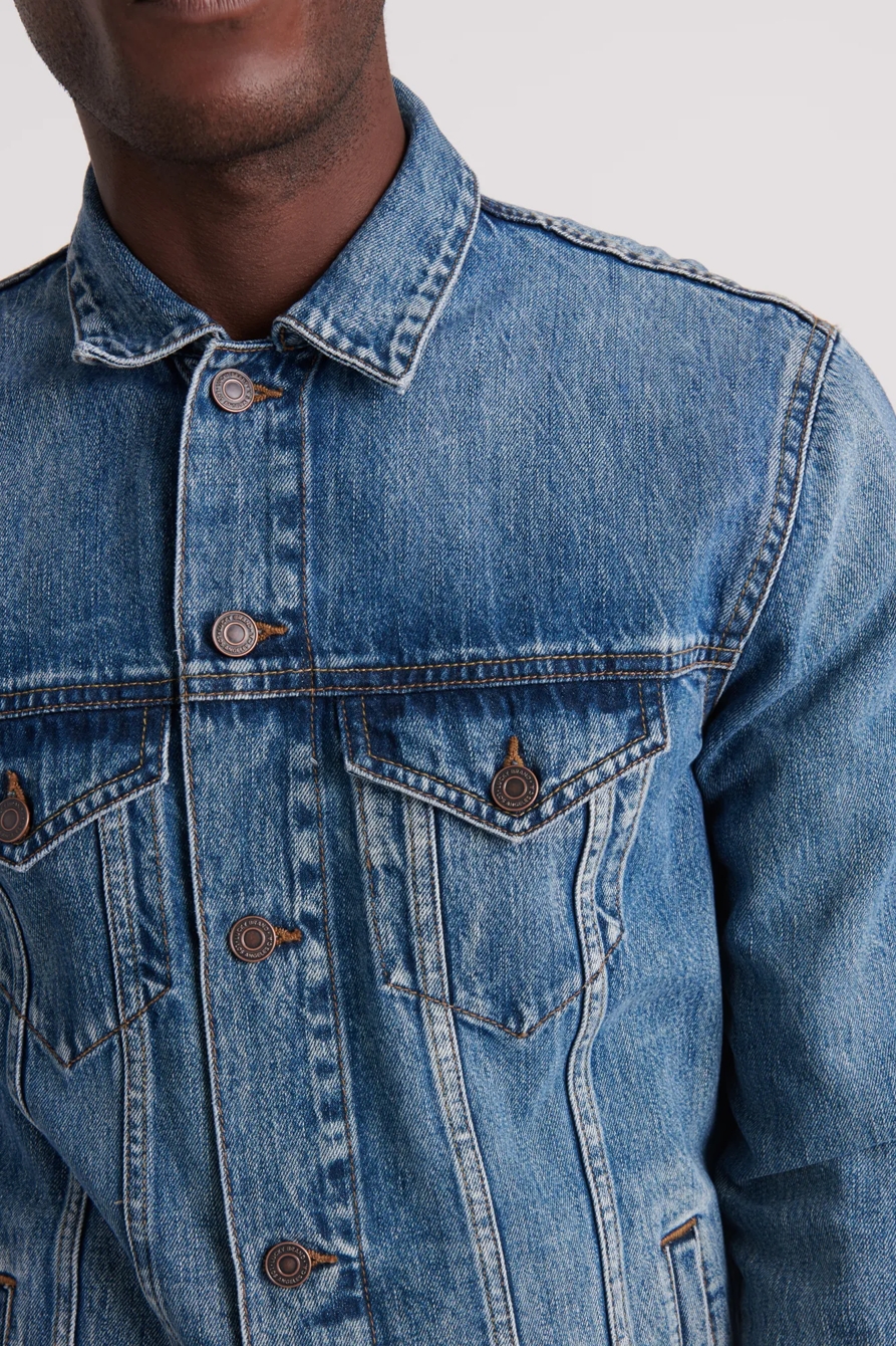 MEDIUM BLUE TENCEL TRUCKER JACKET, image 5