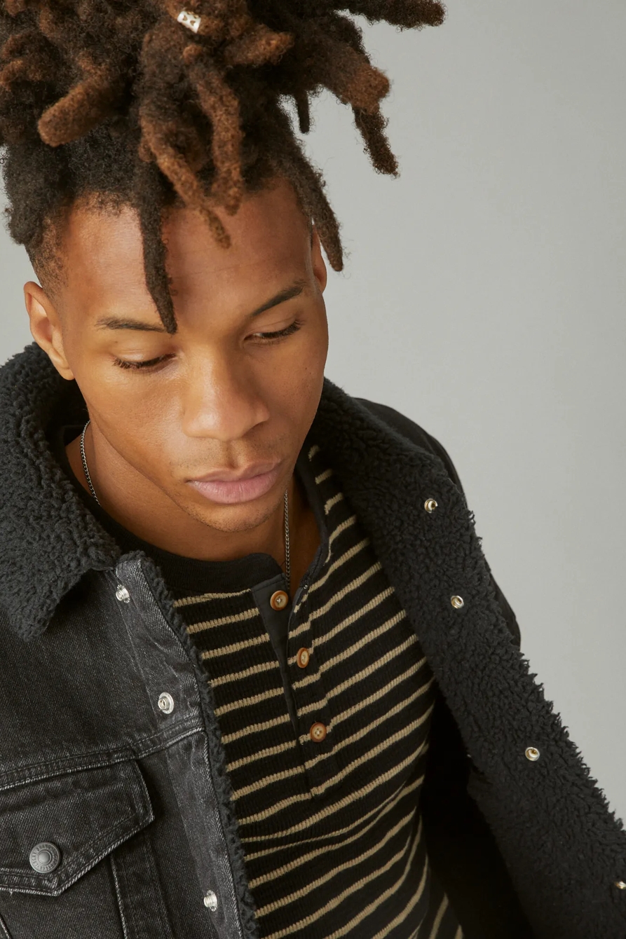 FAUX SHEARLING LINED DENIM TRUCKER JACKET, image 4