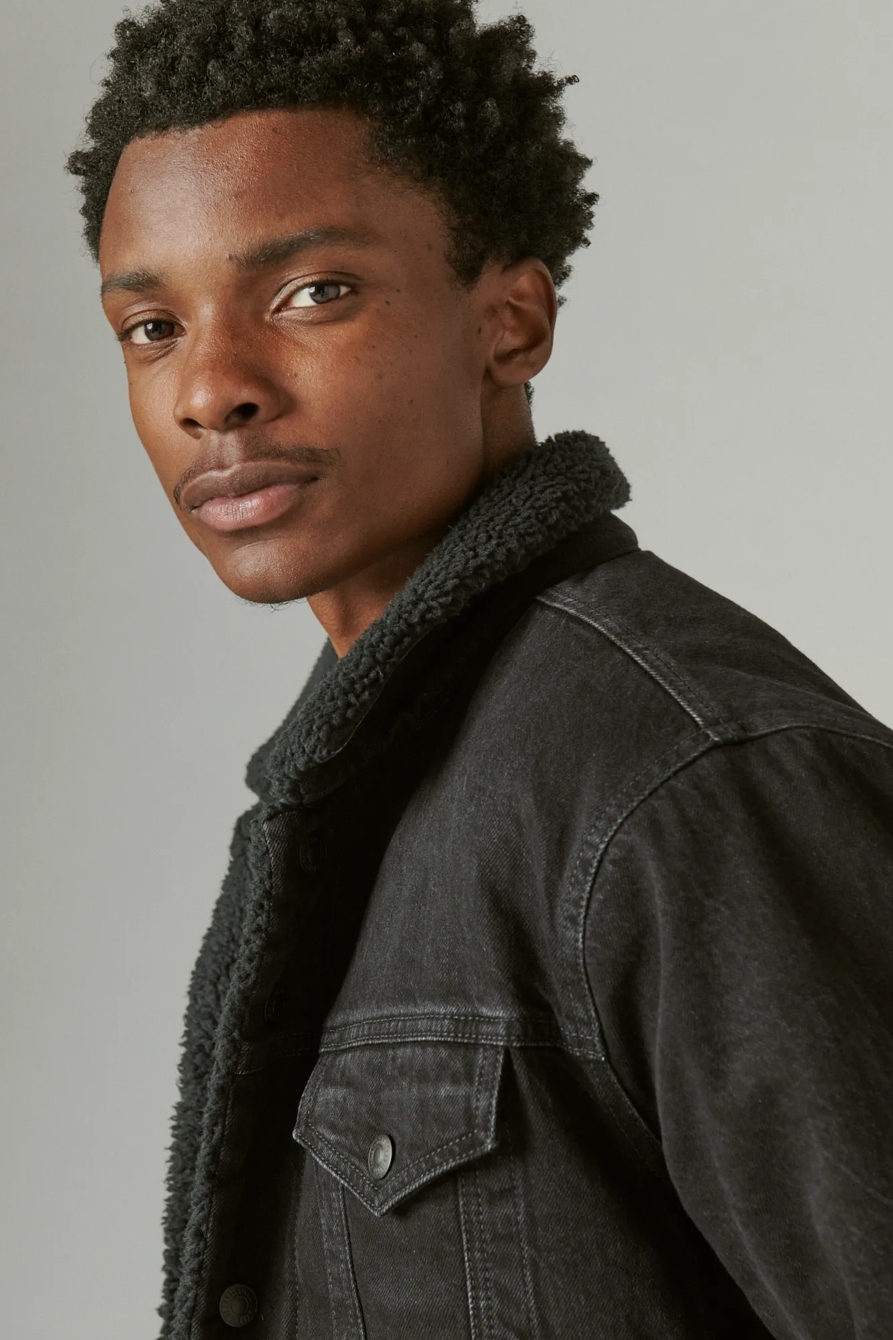 FAUX SHEARLING LINED DENIM TRUCKER JACKET, image 5