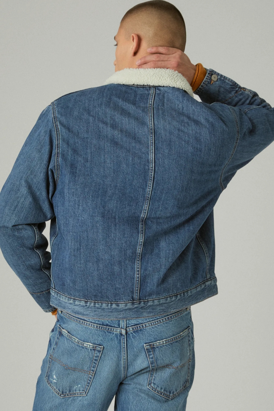 FAUX SHEARLING LINED DENIM BARN JACKET, image 4
