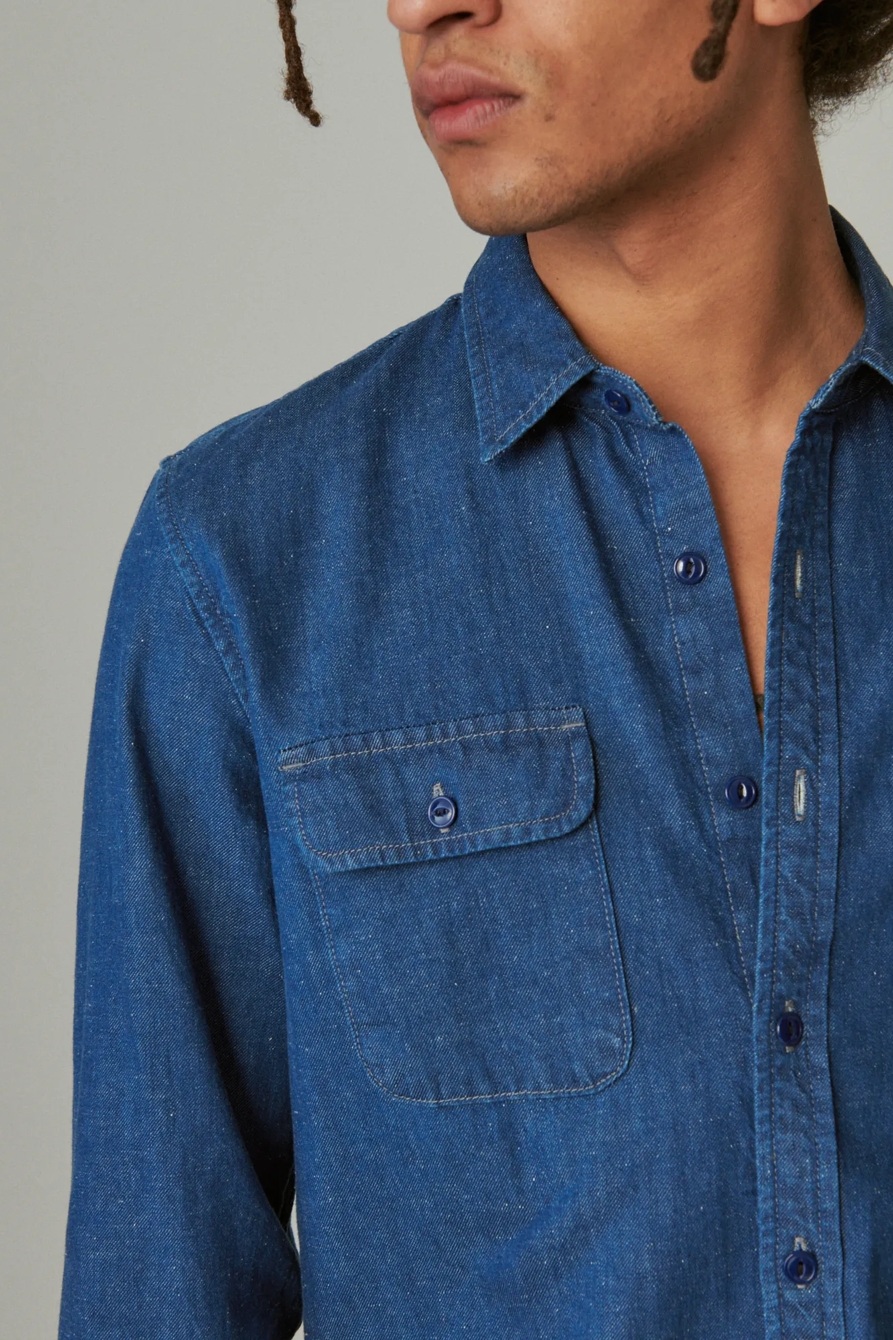 LIVED-IN DENIM LONG SLEEVE UTILITY SHIRT, image 4