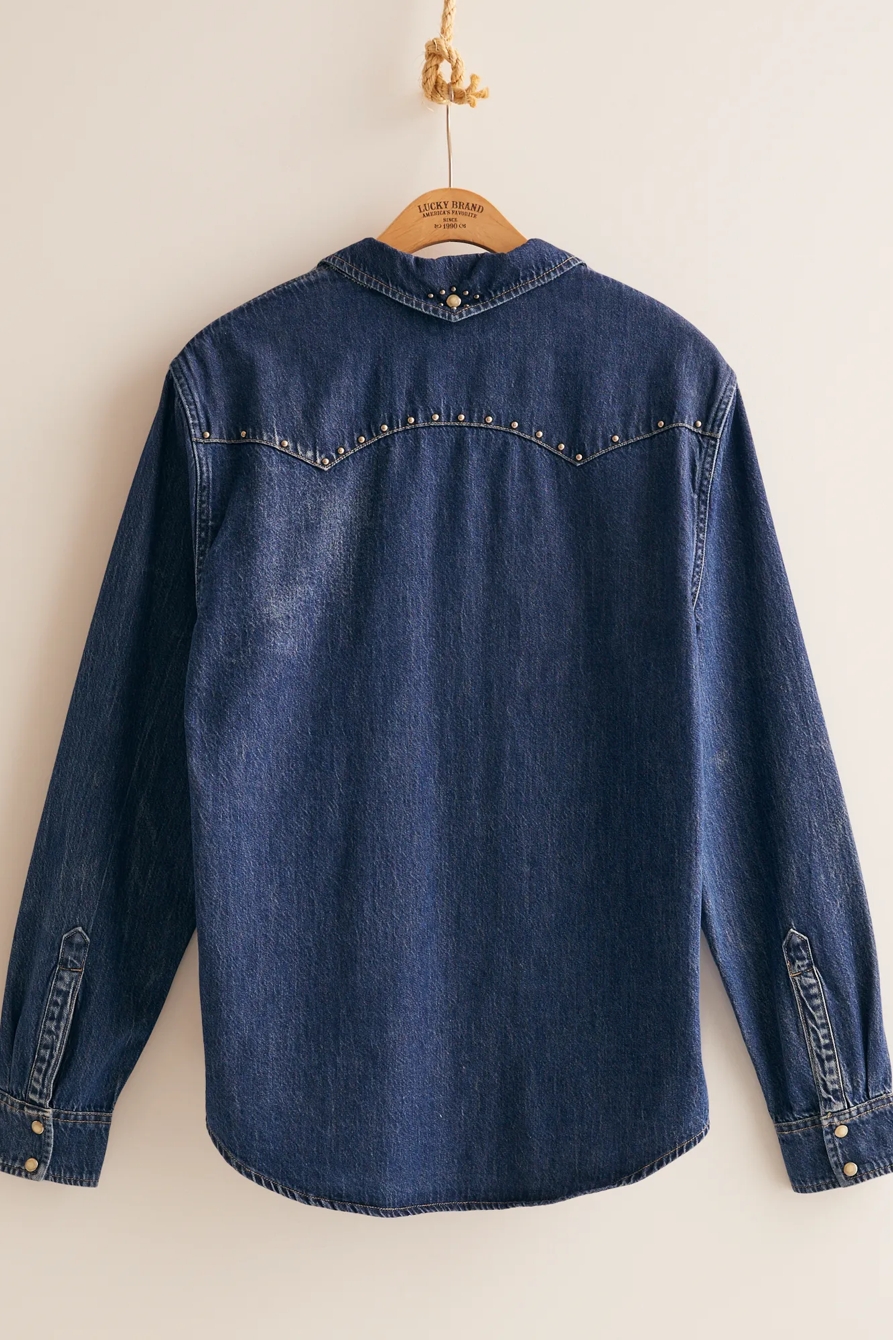 Lucky Legend Upcycled Men's Embellished Denim Shirt, image 3