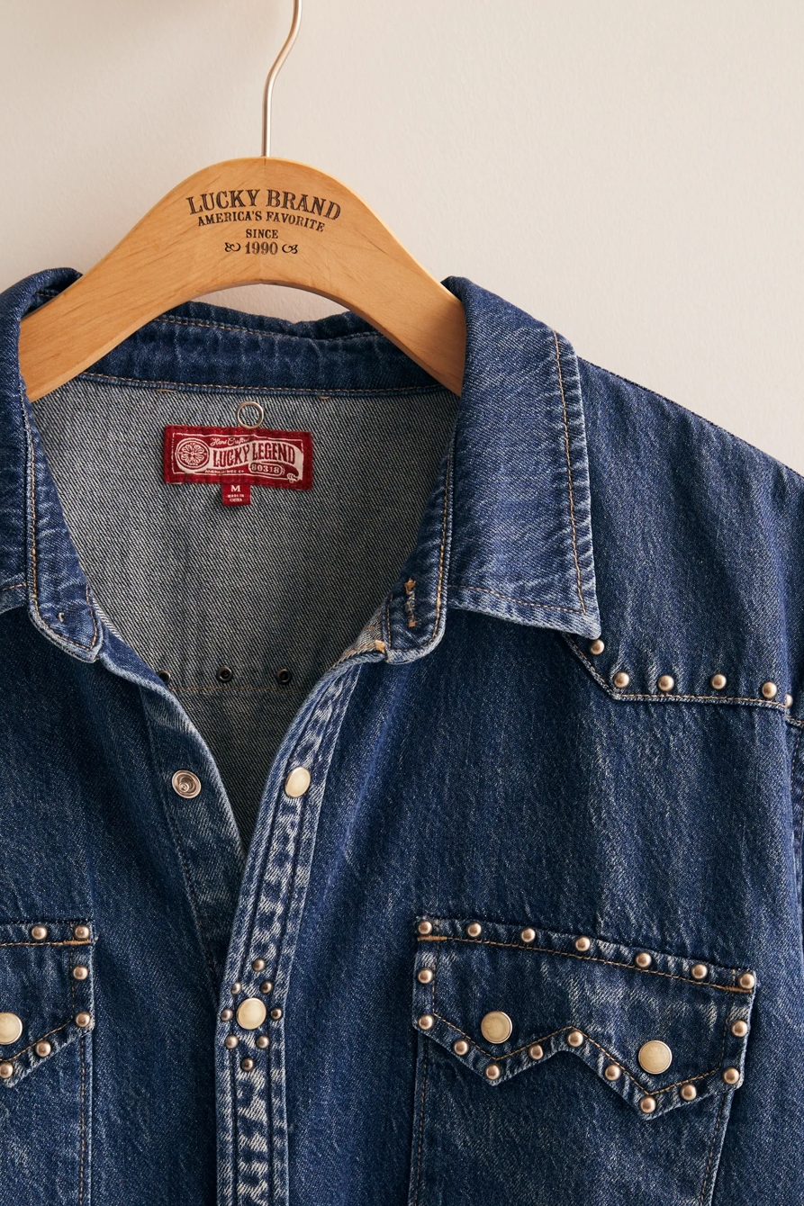 Lucky Legend Upcycled Men's Embellished Denim Shirt, image 4