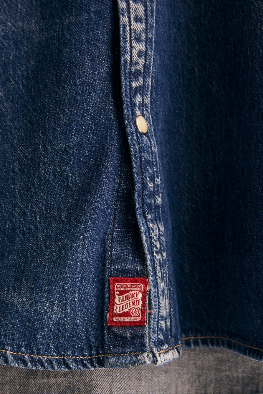 Lucky Legend Upcycled Men's Embellished Denim Shirt, image 5