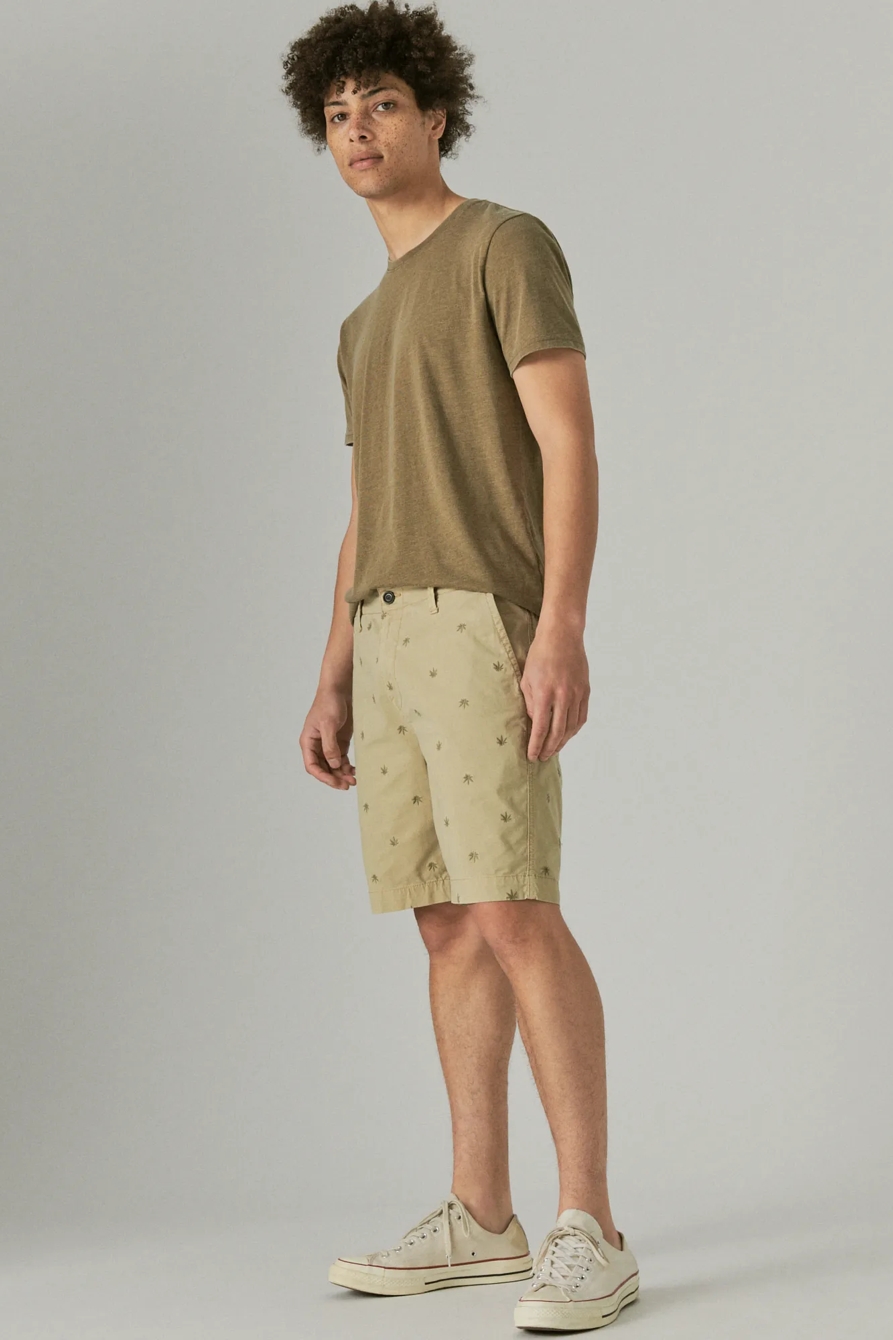9" STRETCH TWILL HEMP EMBROIDERED FLAT FRONT SHORT, image 2