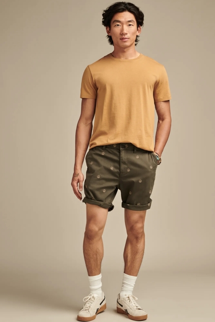 9" STRETCH TWILL FLAT FRONT EMBROIDERED SHORT, image 1