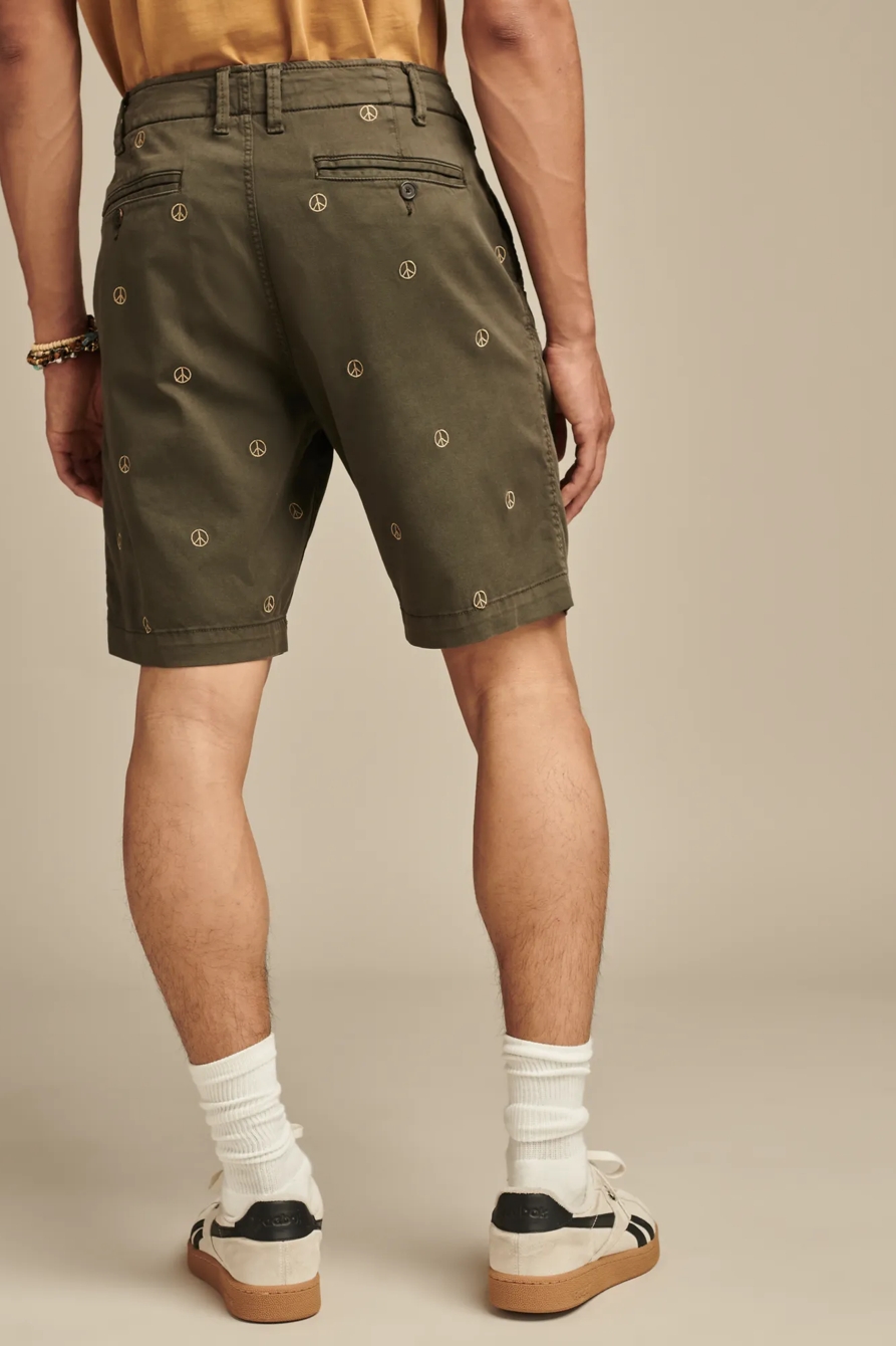 9" STRETCH TWILL FLAT FRONT EMBROIDERED SHORT, image 6