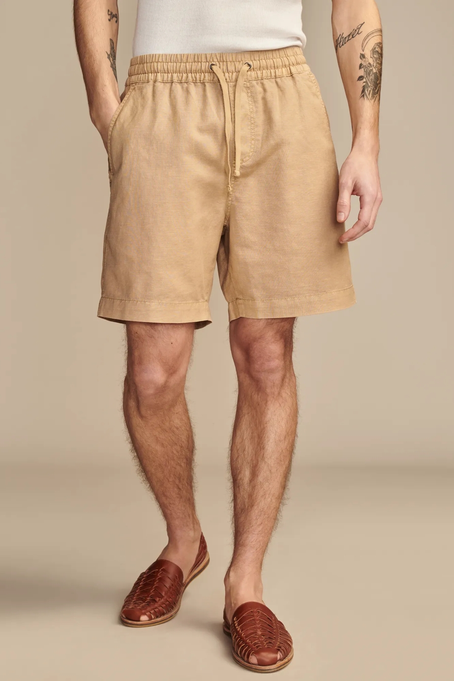 7" LINEN PULL-ON SHORTS, image 2