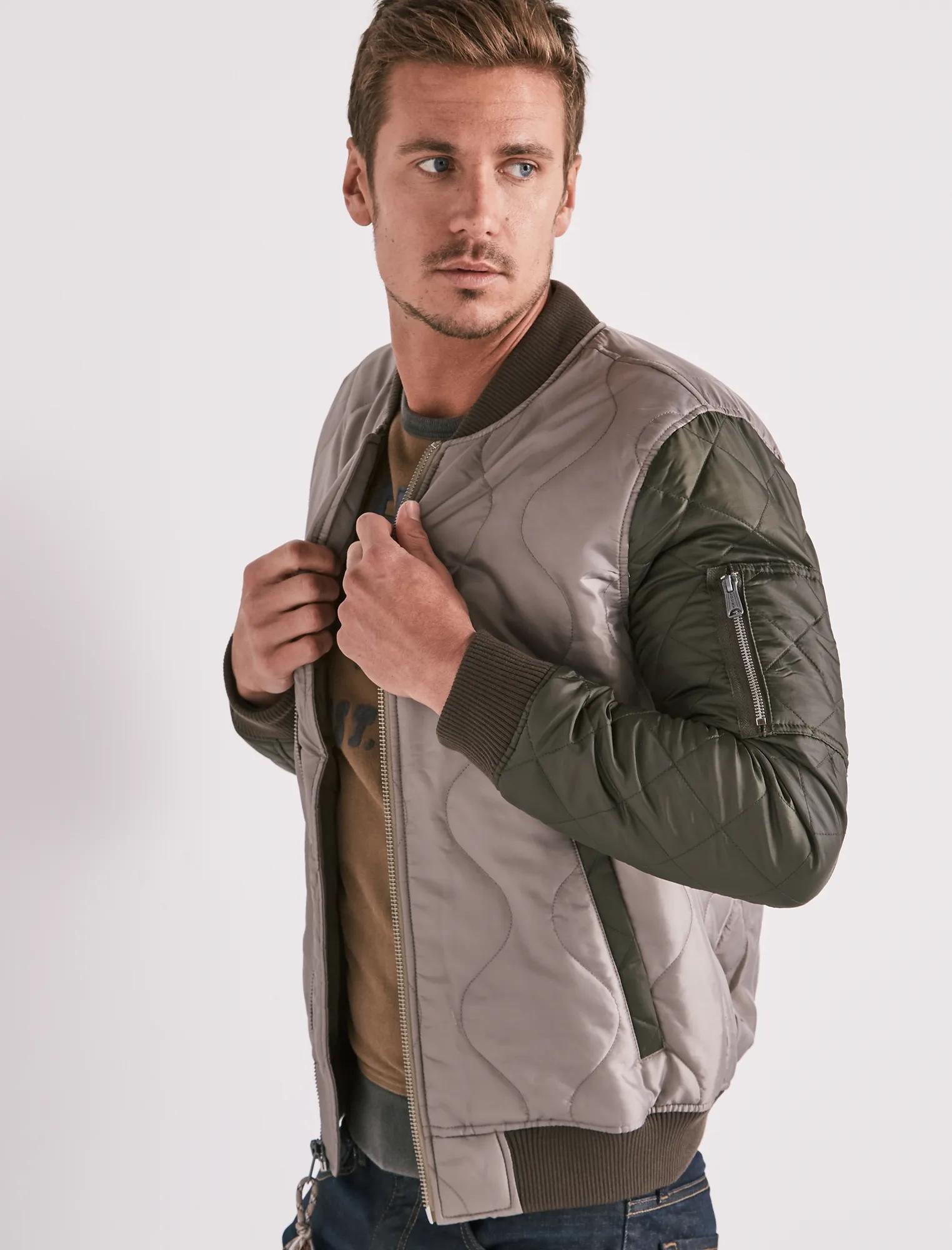 Quilted Colorblock Bomber Jacket, image 1