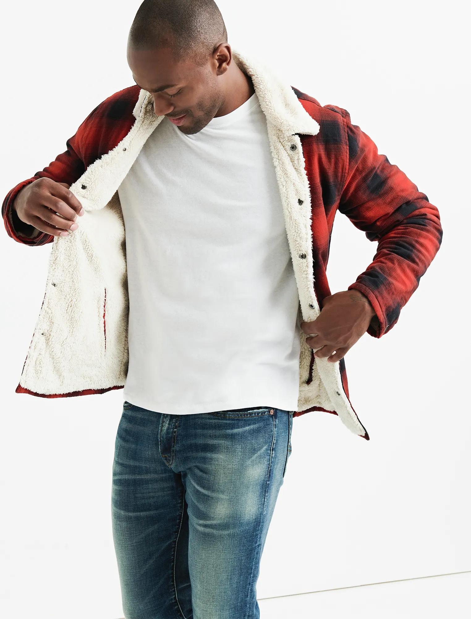 REVERSIBLE SHERPA PLAID JACKET, image 1