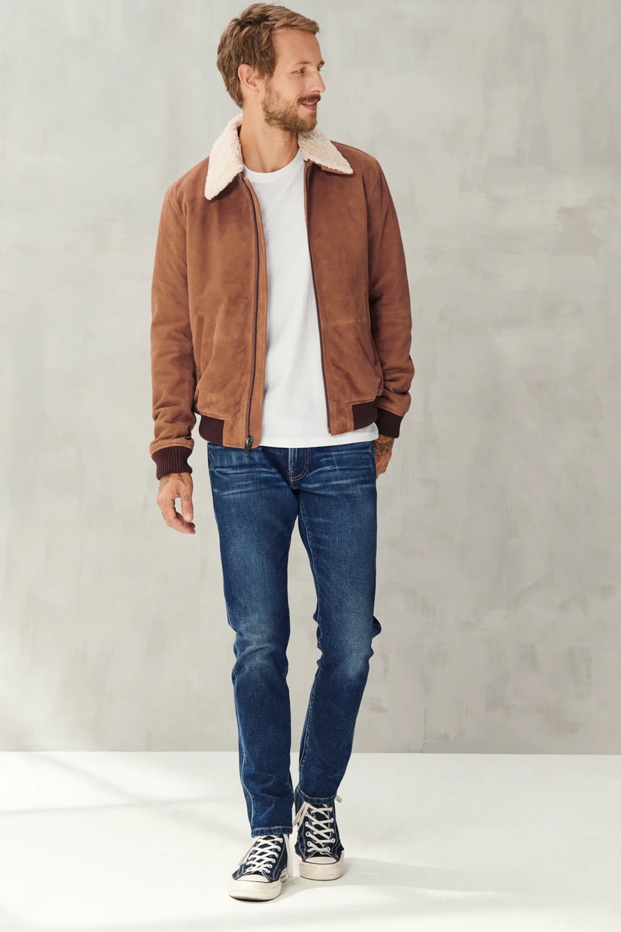 FAUX SHEARLING COLLAR SUEDE G-1 JACKET, image 2