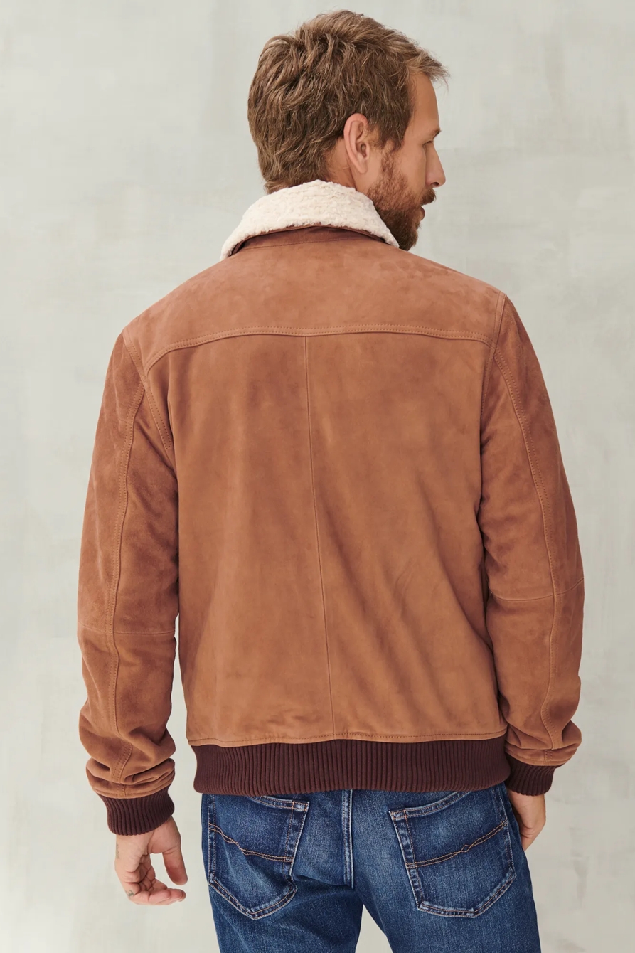 FAUX SHEARLING COLLAR SUEDE G-1 JACKET, image 4