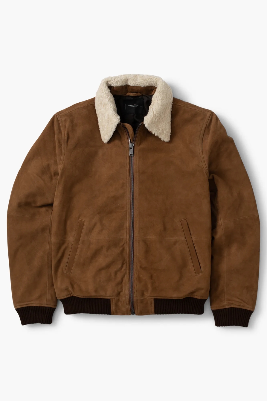FAUX SHEARLING COLLAR SUEDE G-1 JACKET, image 6
