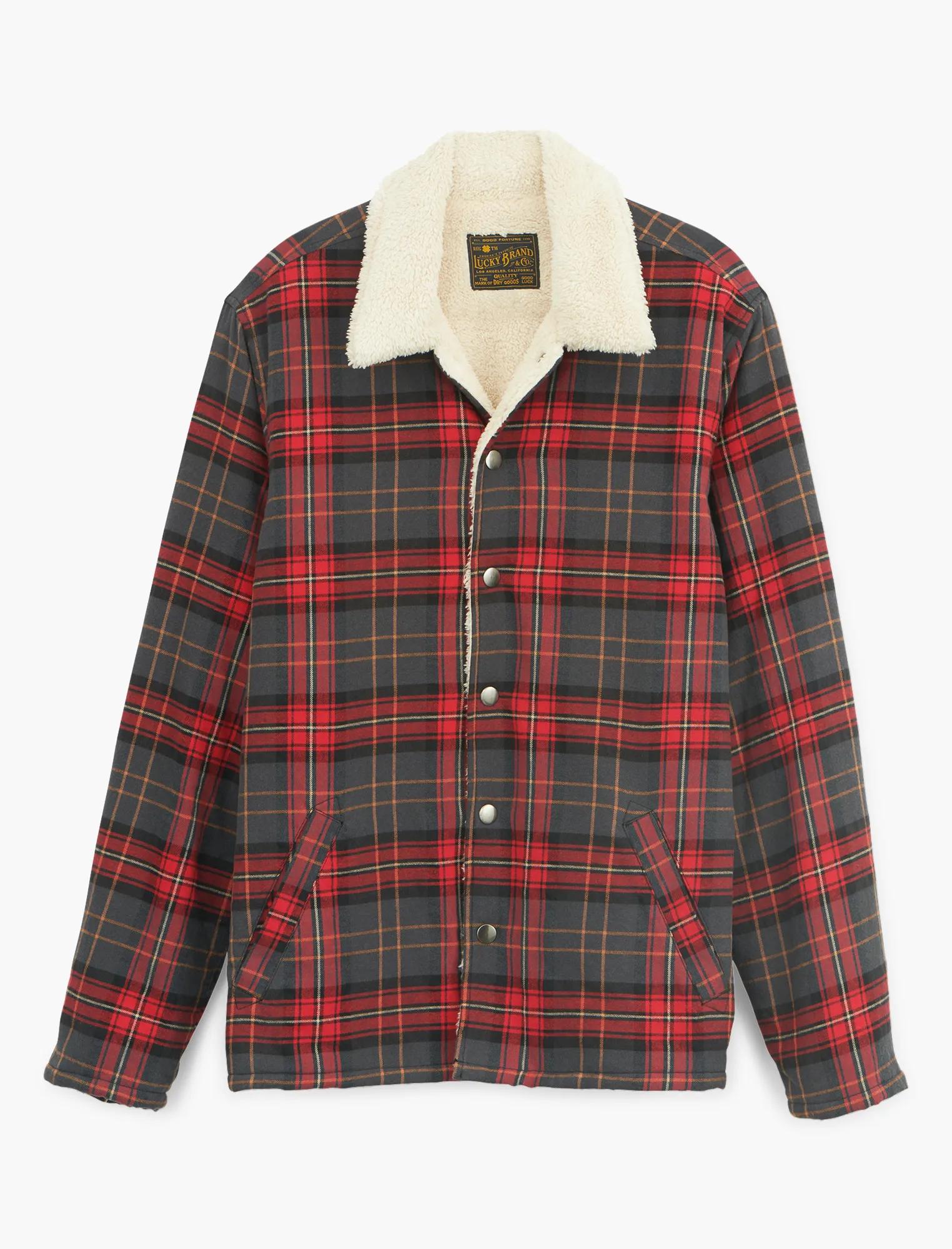 REVERSIBLE FAUX SHEARLING PLAID JACKET, image 7