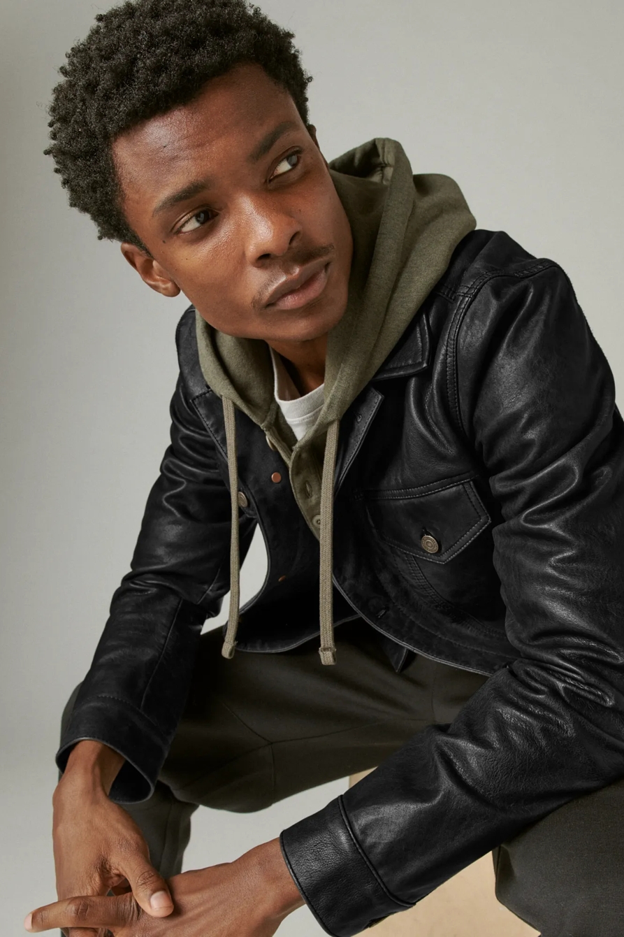 LEATHER TRUCKER JACKET | Lucky Brand LEATHER TRUCKER JACKET | Lucky Brand