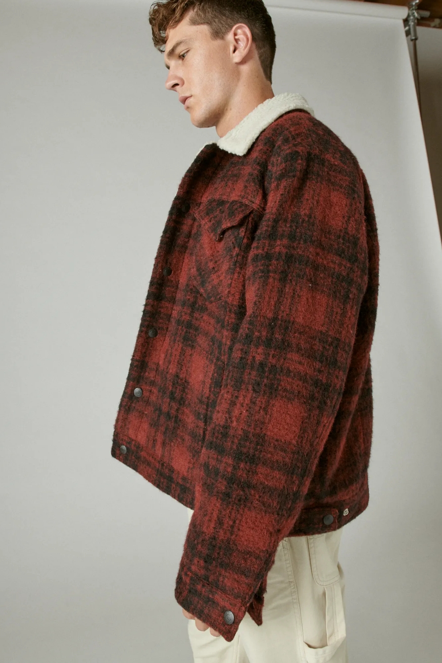 PLAID FAUX SHEARLING LINED TRUCKER, image 3