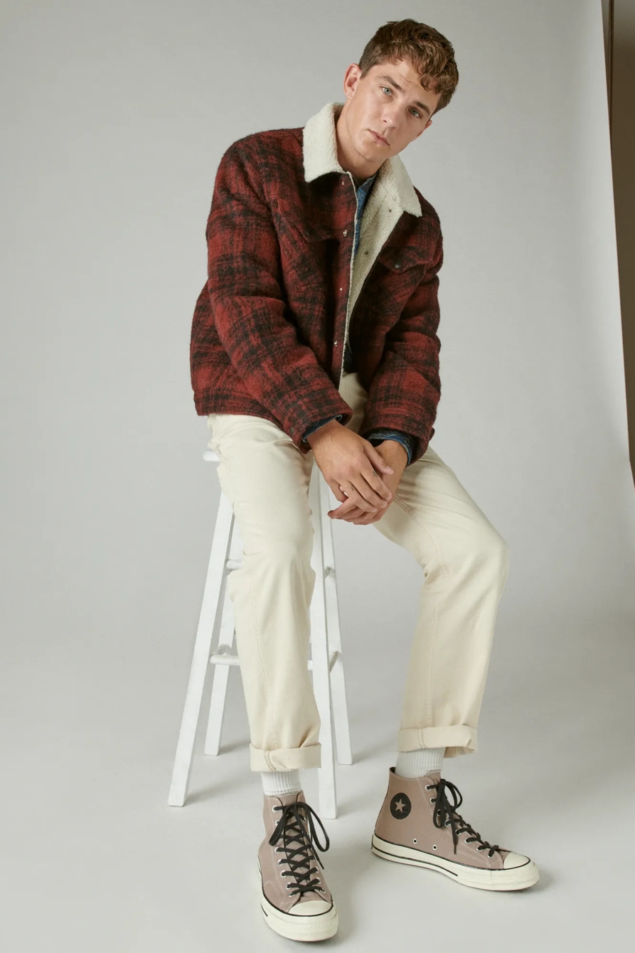 PLAID FAUX SHEARLING LINED TRUCKER, image 6