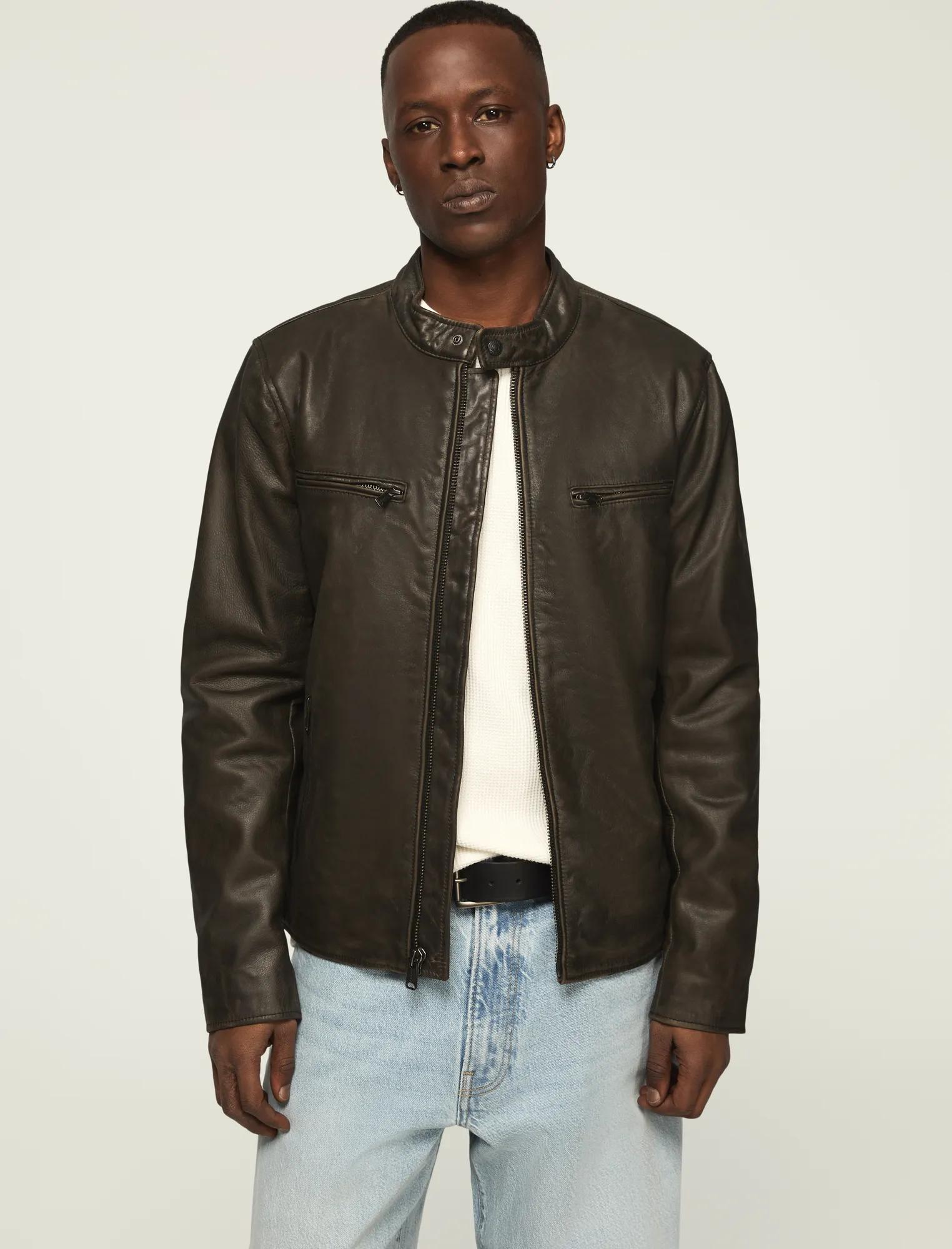 【値下げ不可】LIDNM LEATHER VINTAGE ZIP WASHED
