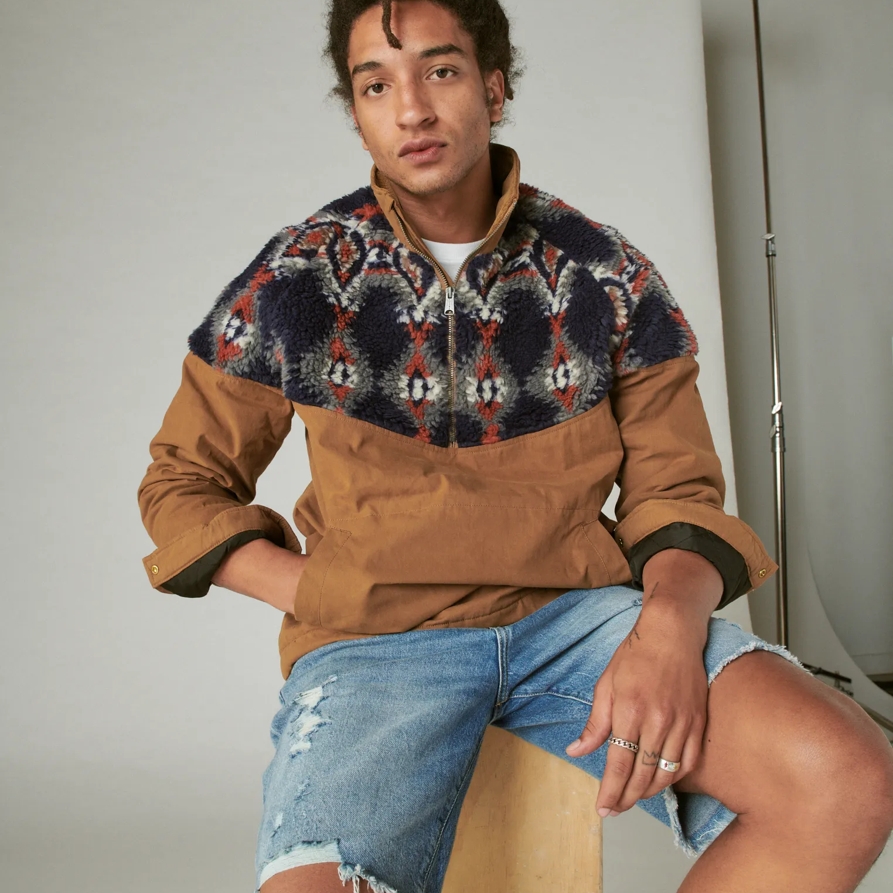 Lucky Brand Faux Shearling Mix Anorak