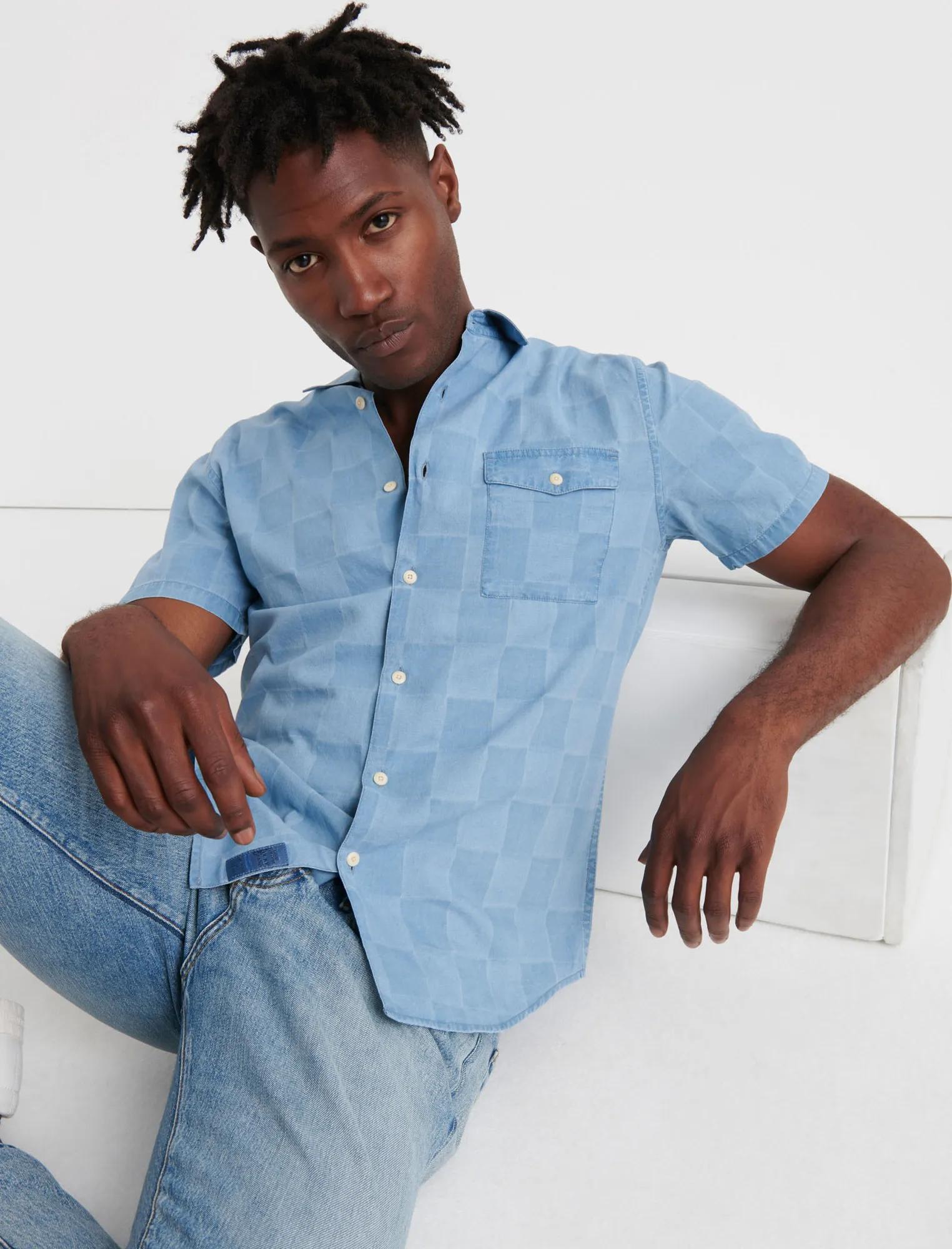 SLIM FIT JACQUARD CHECK ONE POCKET SHIRT, image 4