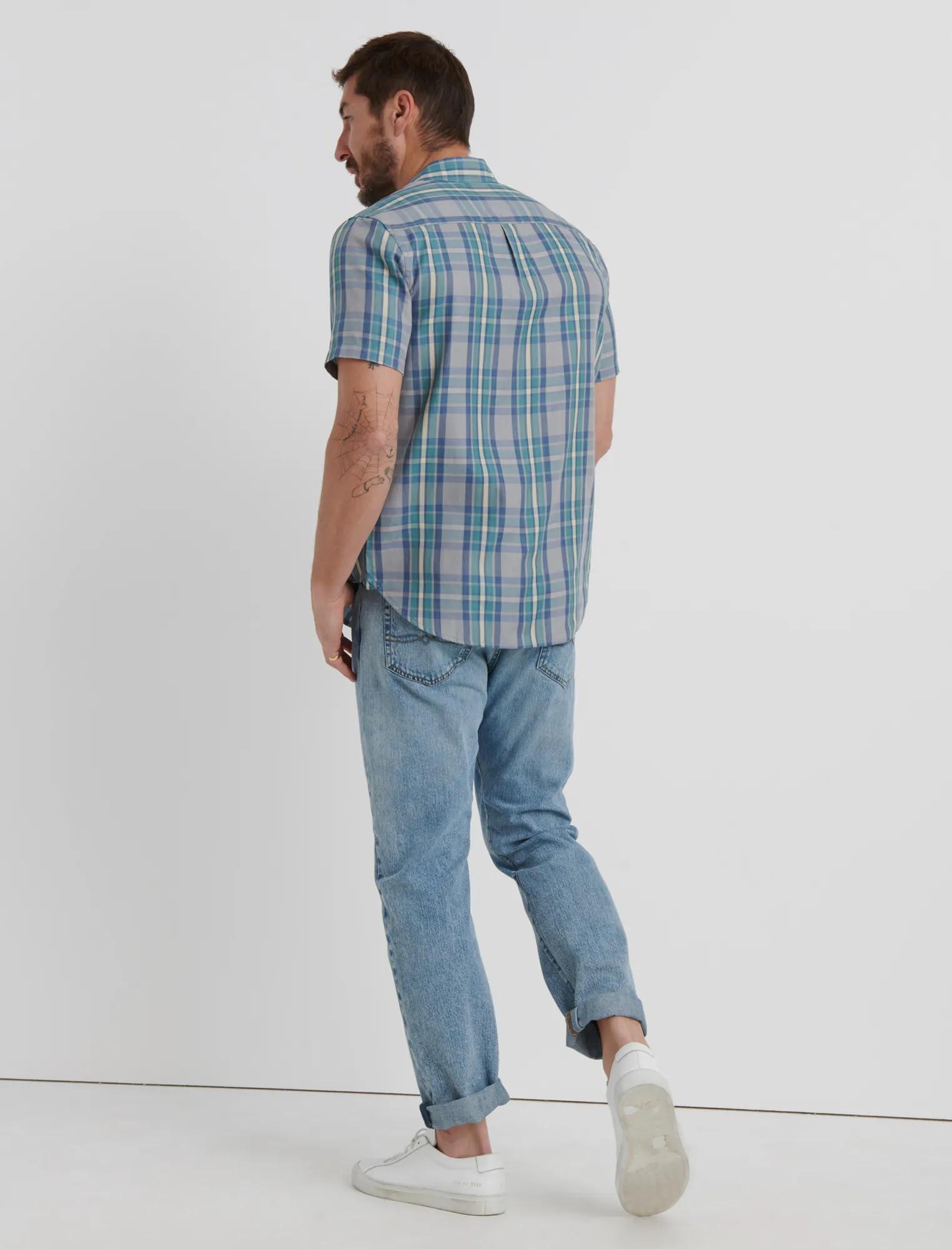 SLIM FIT One Pocket Navy Check Shirt, image 3