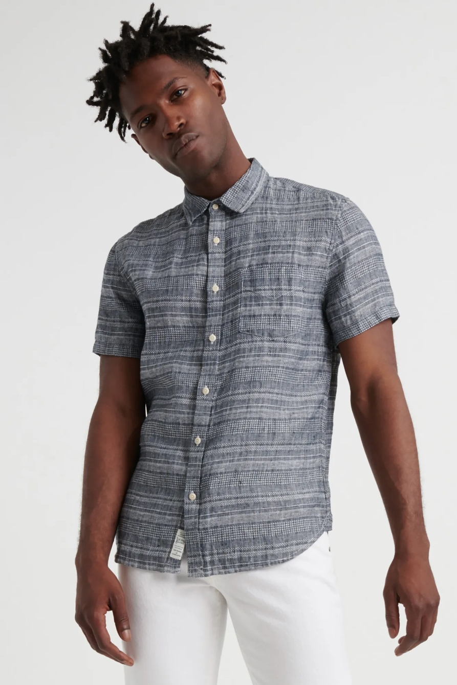 SLIM FIT STRIPED LINEN SHIRT | Lucky Brand