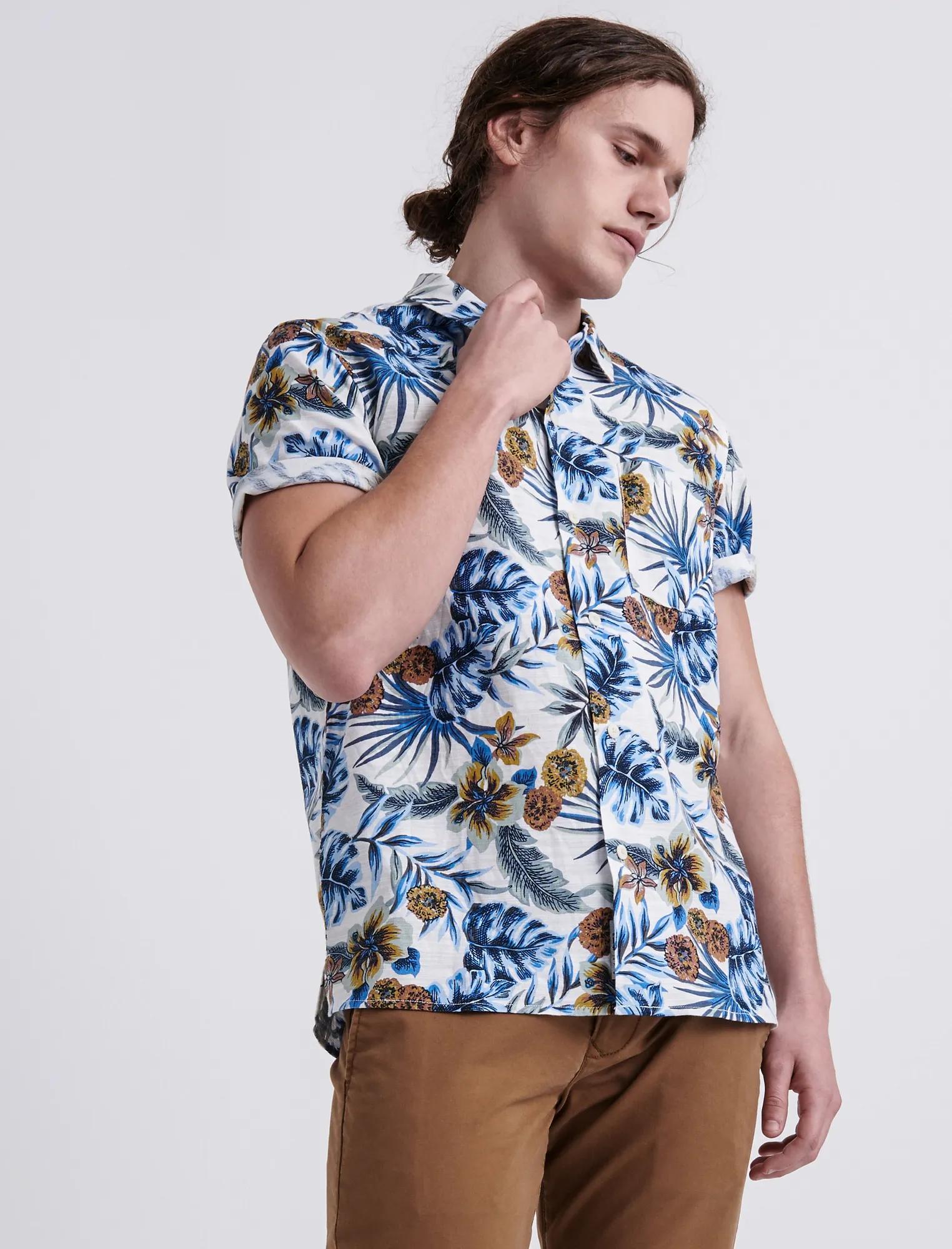 AZURE FLORAL CLUB COLLAR SHIRT, image 1