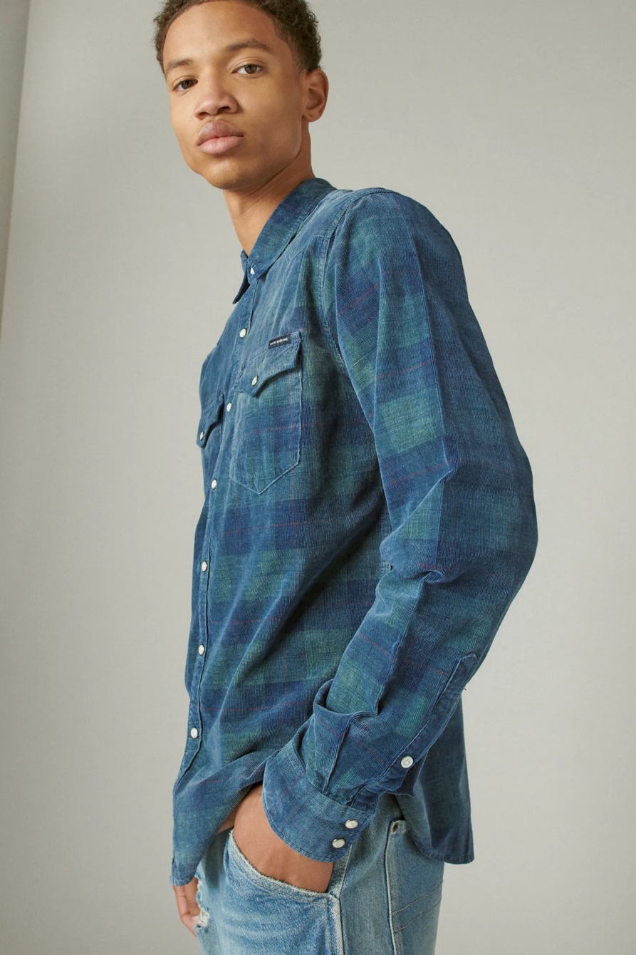 WASHED INDIGO CORDUROY WESTERN SHIRT, image 3