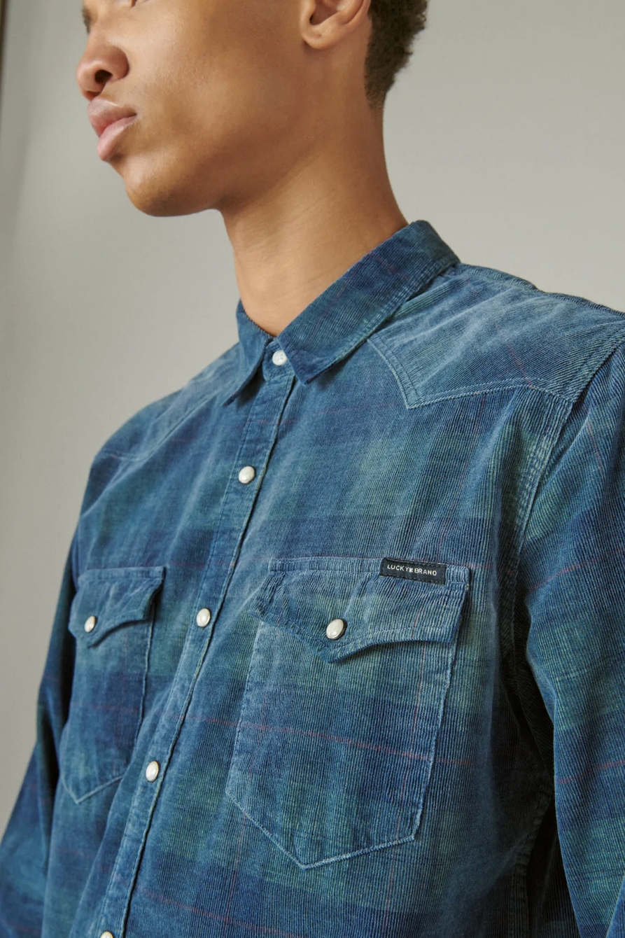WASHED INDIGO CORDUROY WESTERN SHIRT, image 5