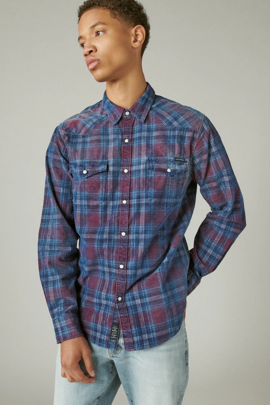WASHED INDIGO CORDUROY WESTERN SHIRT, image 1
