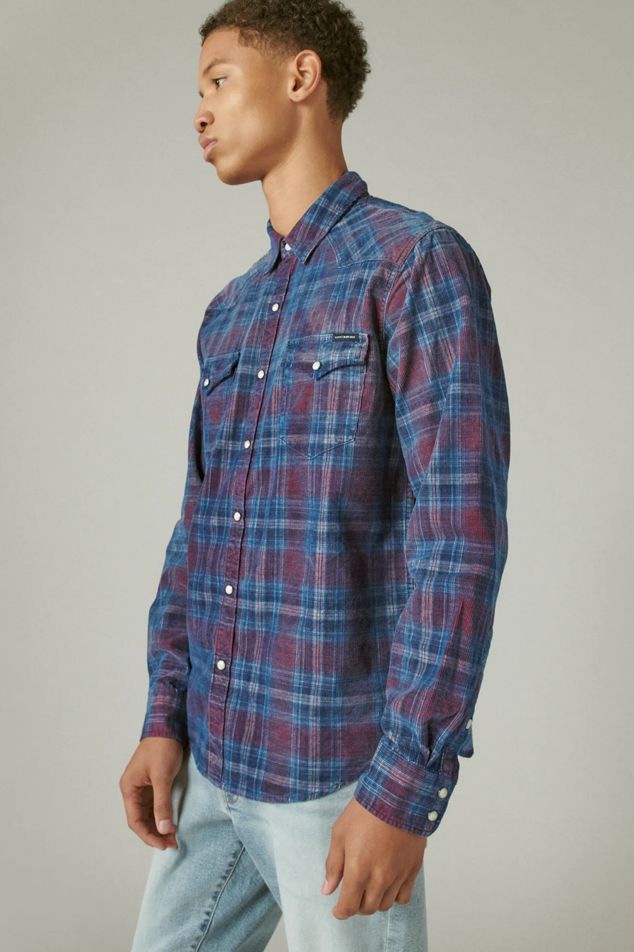 WASHED INDIGO CORDUROY WESTERN SHIRT, image 3