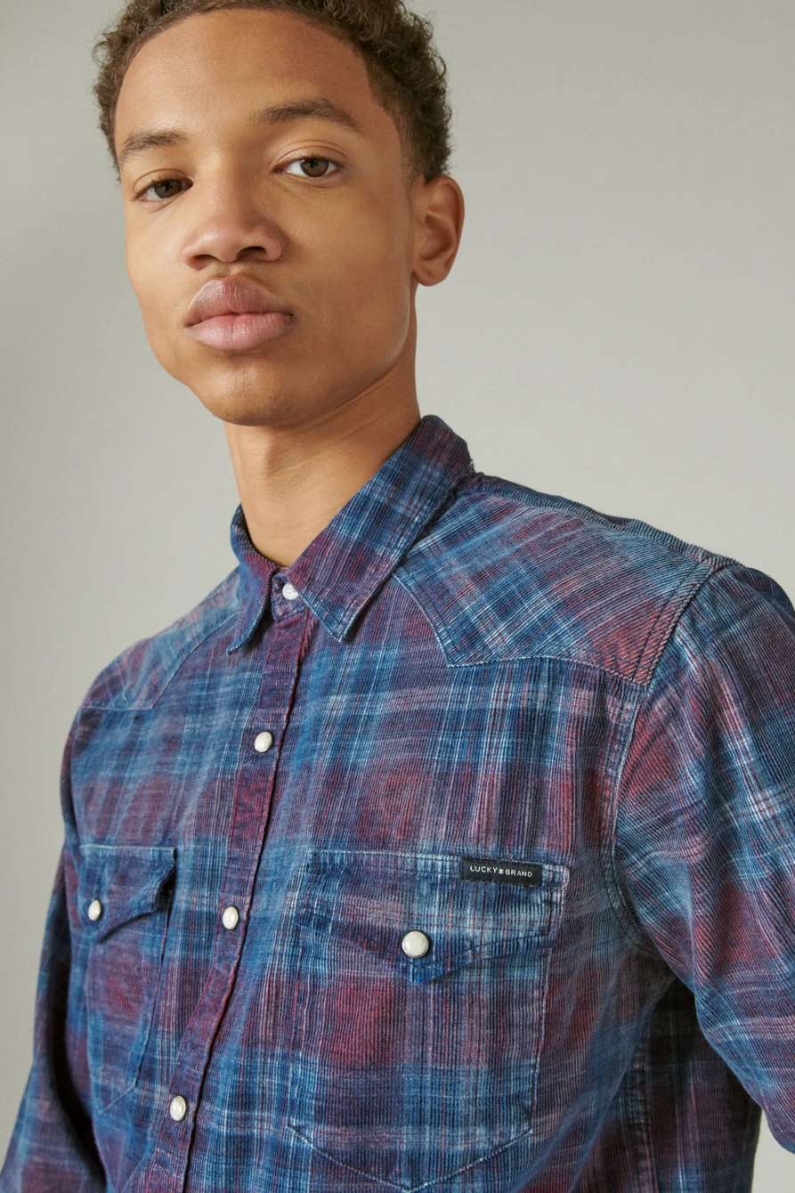 WASHED INDIGO CORDUROY WESTERN SHIRT, image 5