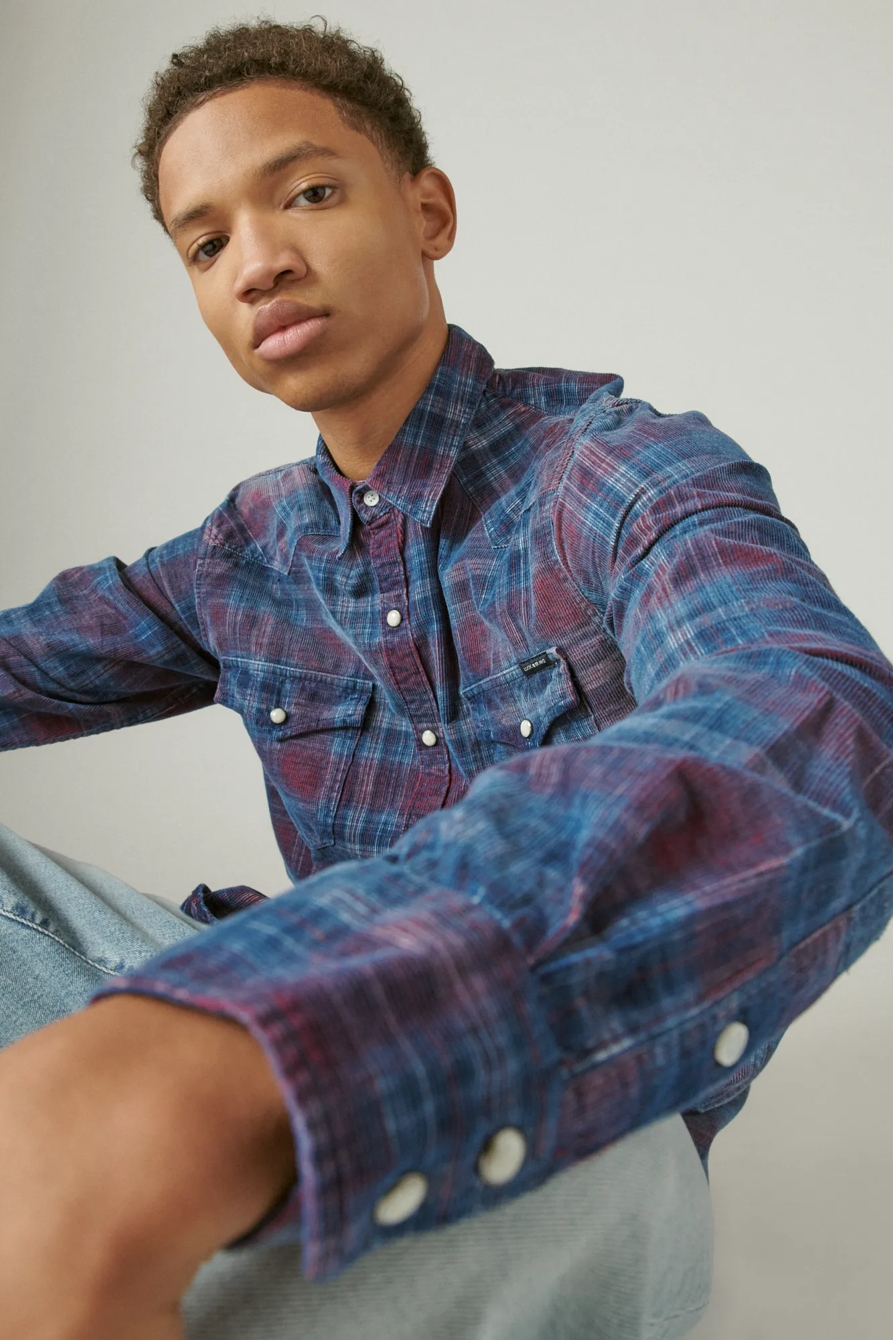 WASHED INDIGO CORDUROY WESTERN SHIRT, image 6