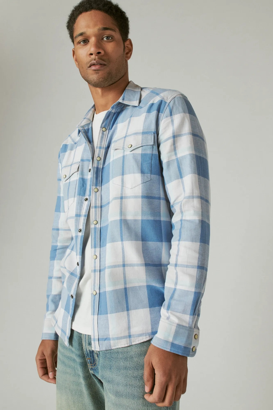 STRETCH GROM PLAID WESTERN LONG SLEEVE SHIRT, image 1