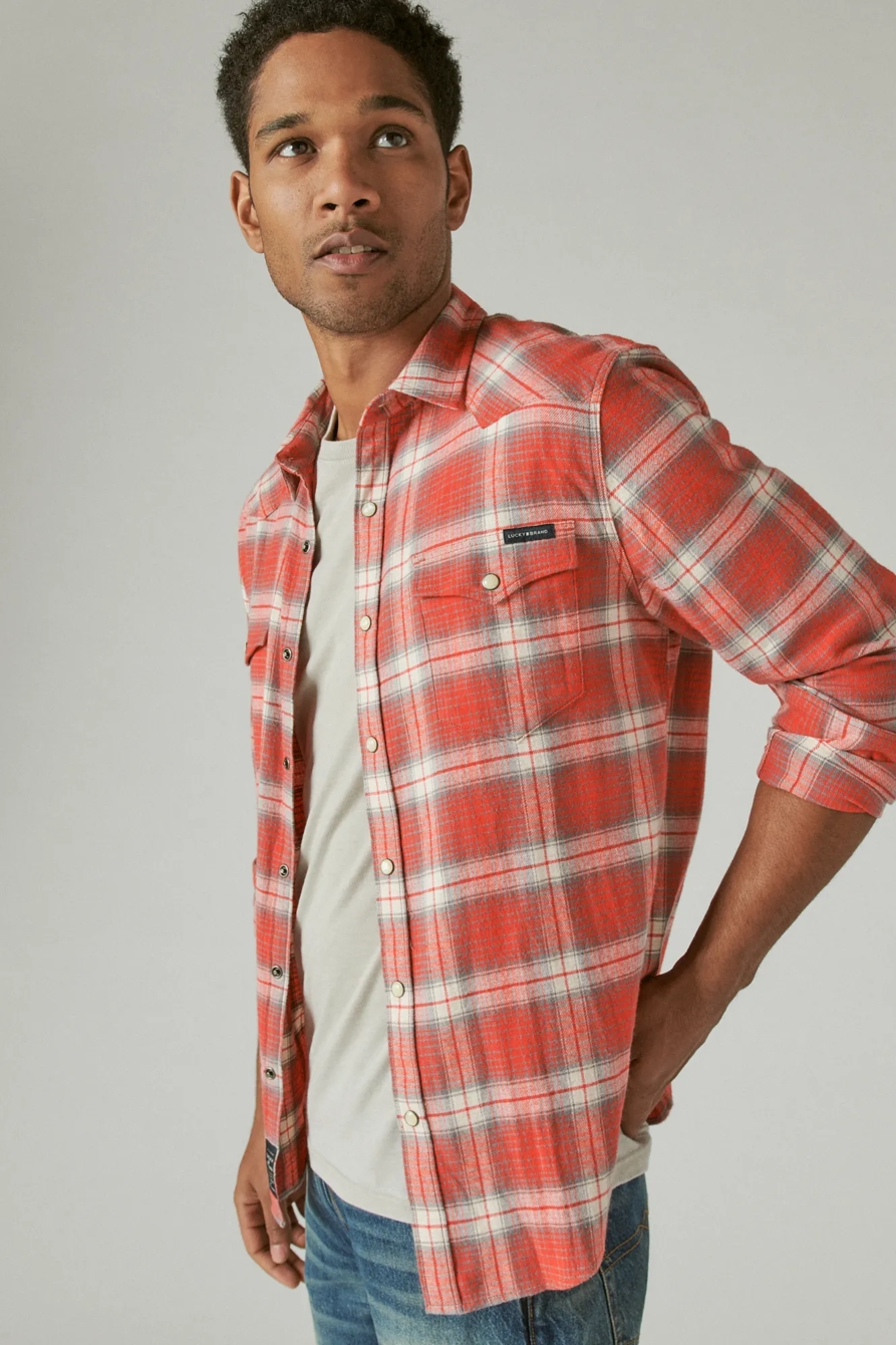 STRETCH GROM PLAID WESTERN LONG SLEEVE SHIRT, image 3