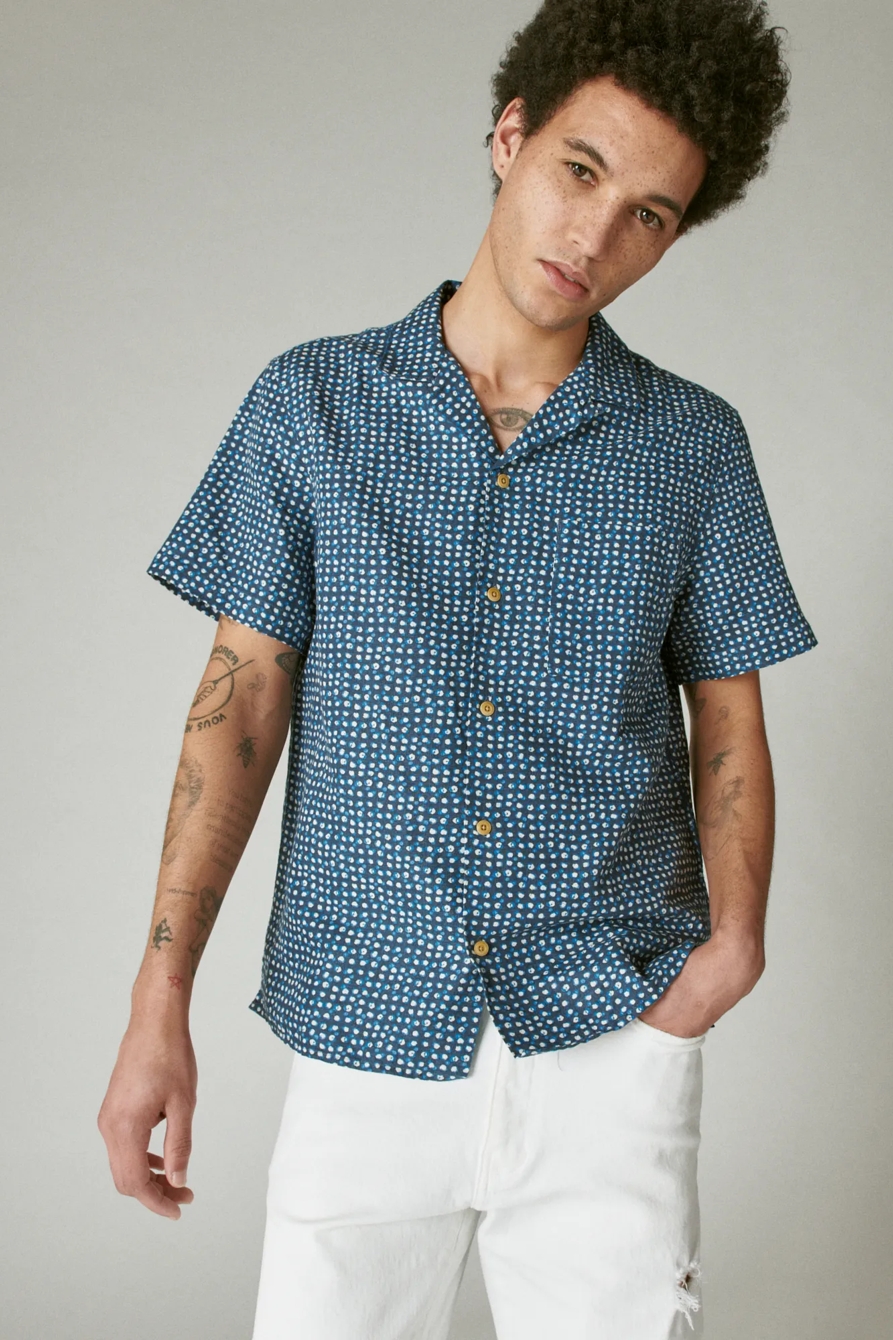 HEMP PRINT CAMP COLLAR SHORT SLEEVE SHIRT, image 1