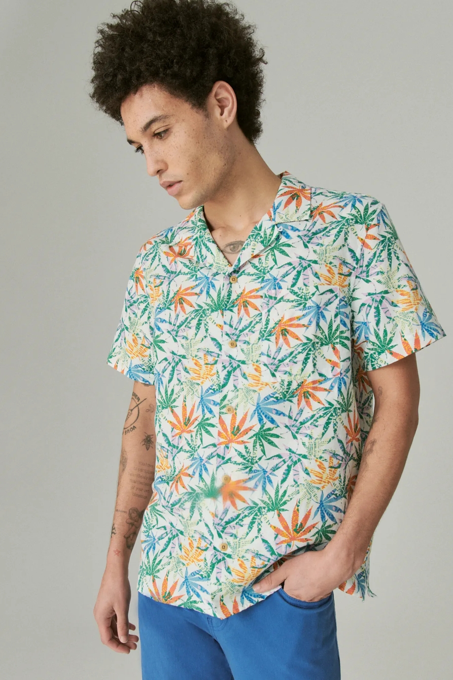 HEMP PRINT CAMP COLLAR SHORT SLEEVE SHIRT, image 1