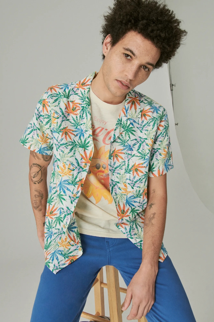 HEMP PRINT CAMP COLLAR SHORT SLEEVE SHIRT, image 6