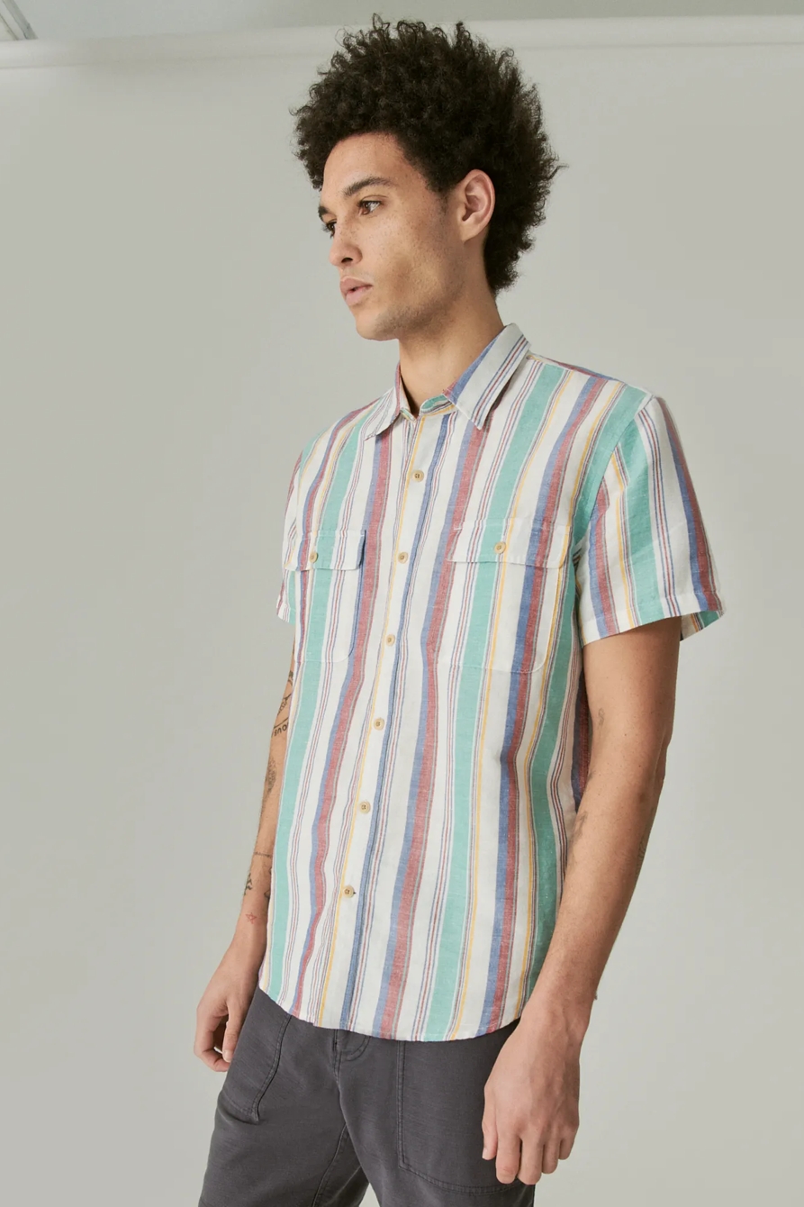HEMP STRIPE UTILITY SHORT SLEEVE SHIRT, image 3