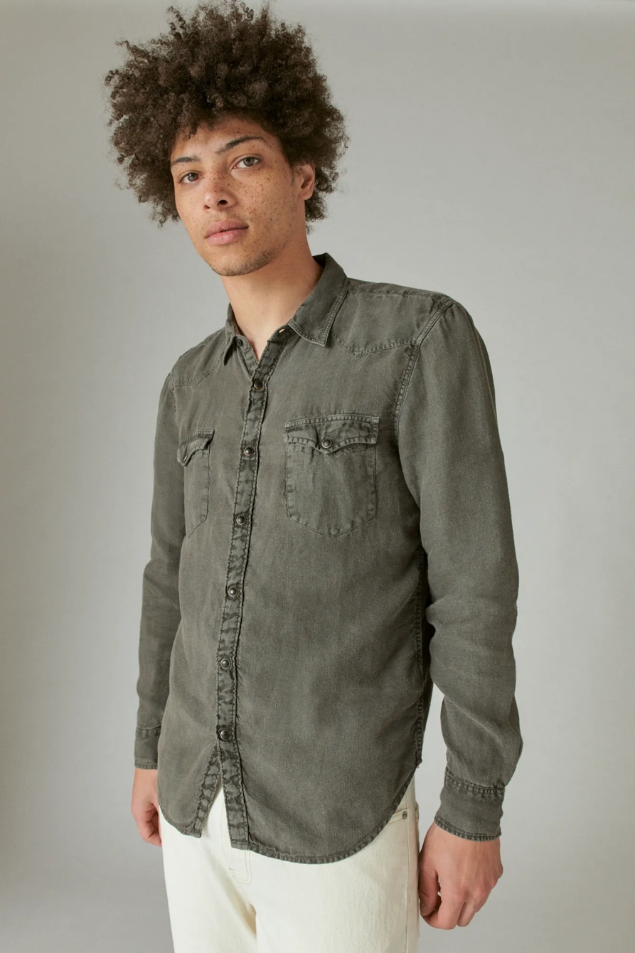 SOLID LINEN WESTERN LONG SLEEVE SHIRT, image 2