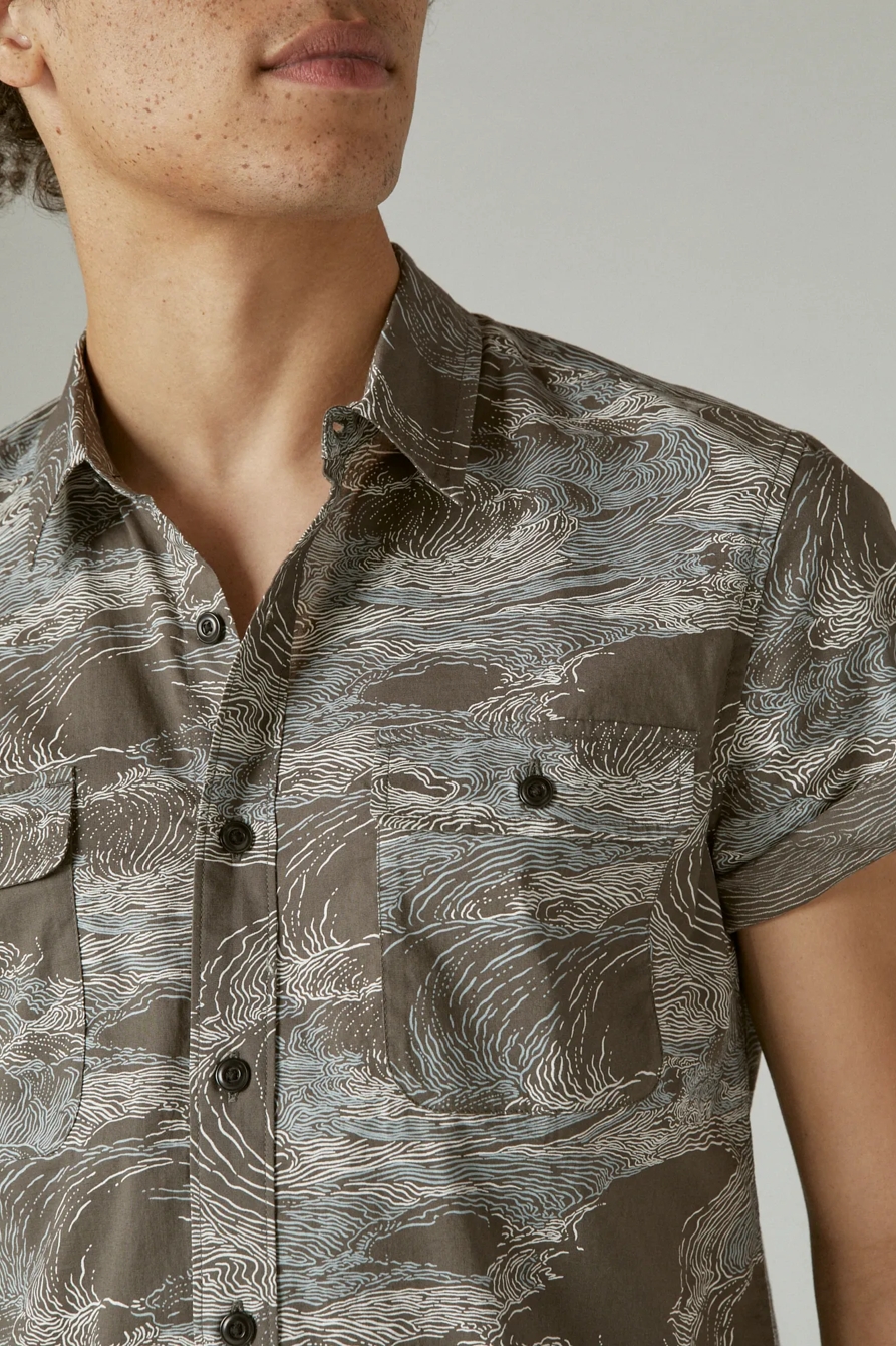 STRETCH POPLIN PRINTED UTILITY SHORT SLEEVE SHIRT, image 5