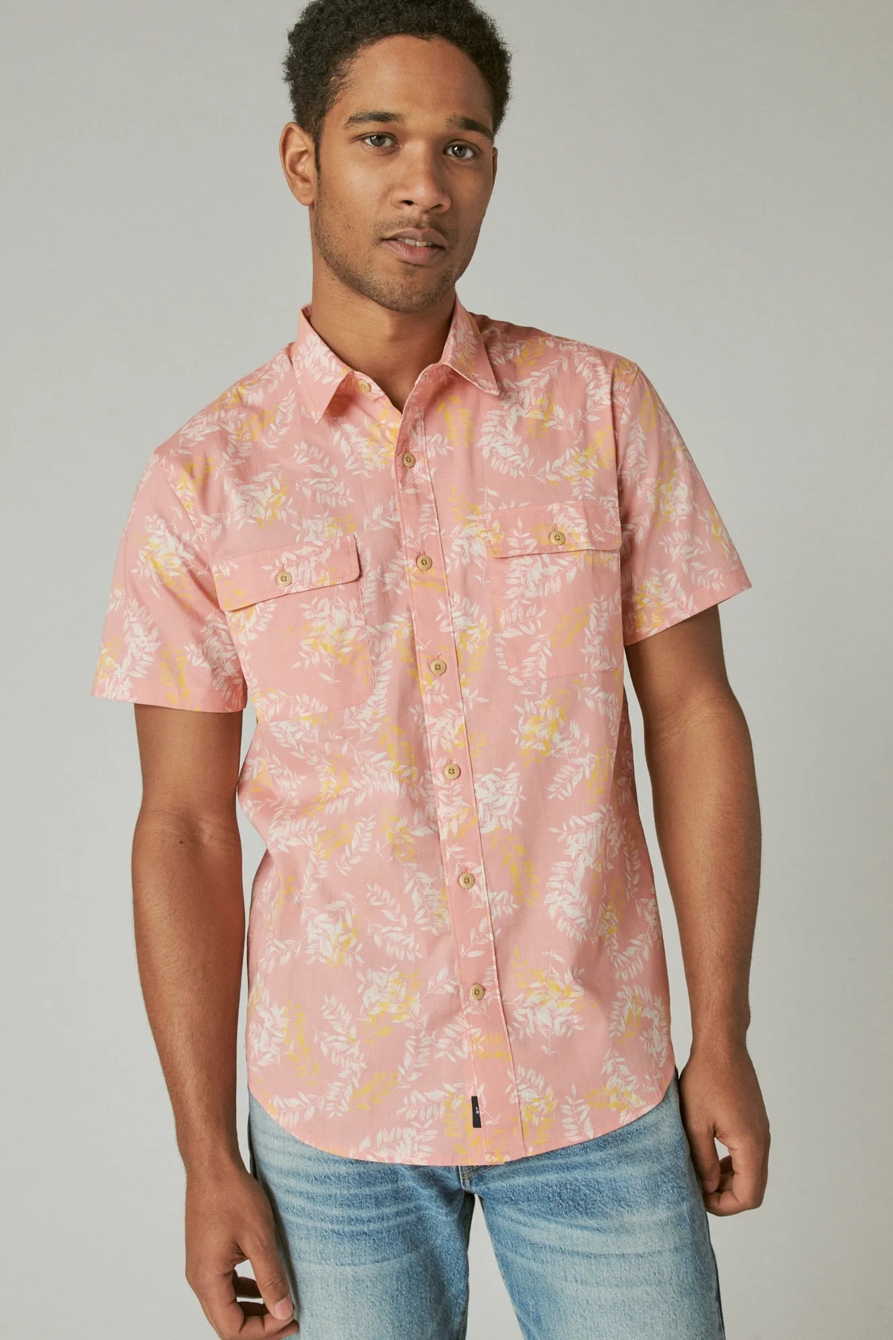STRETCH POPLIN PRINTED UTILITY SHORT SLEEVE SHIRT, image 1