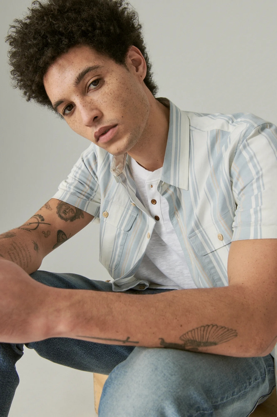 STRETCH POPLIN STRIPE UTILITY SHORT SLEEVE SHIRT, image 6