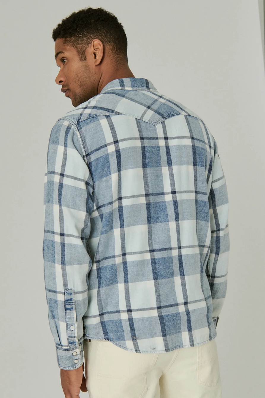 PLAID INDIGO LONG SLEEVE WESTERN SHIRT, image 4