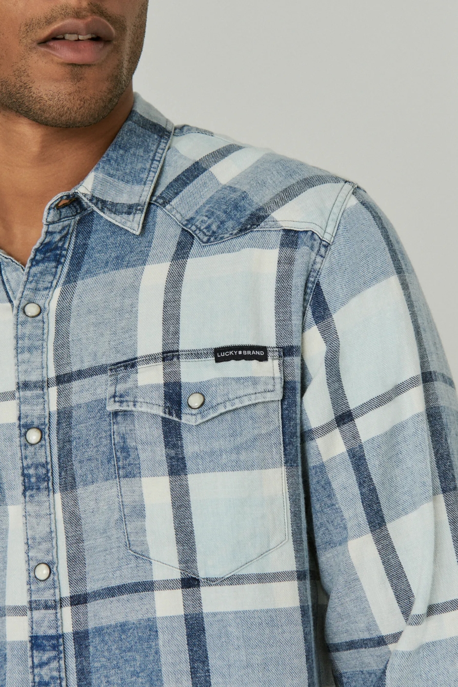 PLAID INDIGO LONG SLEEVE WESTERN SHIRT, image 5