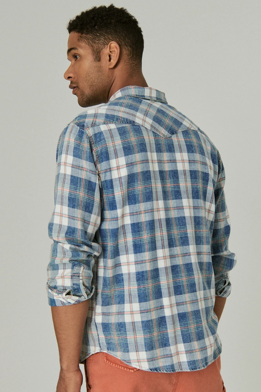 PLAID INDIGO LONG SLEEVE WESTERN SHIRT, image 4