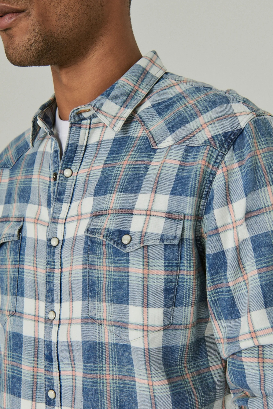 PLAID INDIGO LONG SLEEVE WESTERN SHIRT, image 5