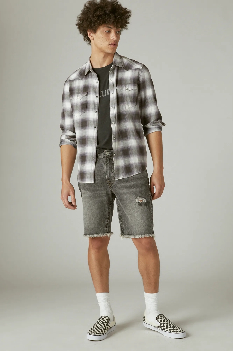 PLAID ACID WASH WESTERN LONG SLEEVE SHIRT, image 2