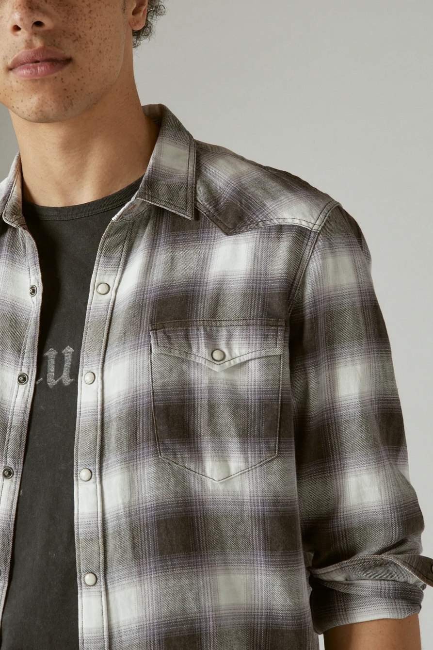 PLAID ACID WASH WESTERN LONG SLEEVE SHIRT, image 5
