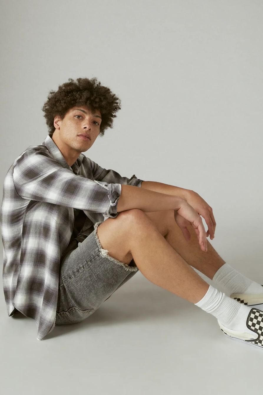 PLAID ACID WASH WESTERN LONG SLEEVE SHIRT, image 6